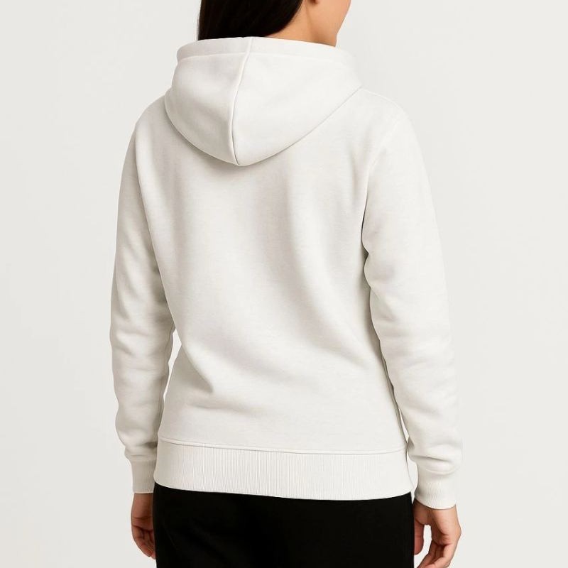 Kadın 3 İplik Kapüşonlu Tam Fermuarlı Kanguru Cepli Sweatshirt Hoodie - Beyaz Kadın 3 İplik Kapüşonlu Tam Fermuarlı Kanguru Cepli Sweatshirt Hoodie - Beyaz