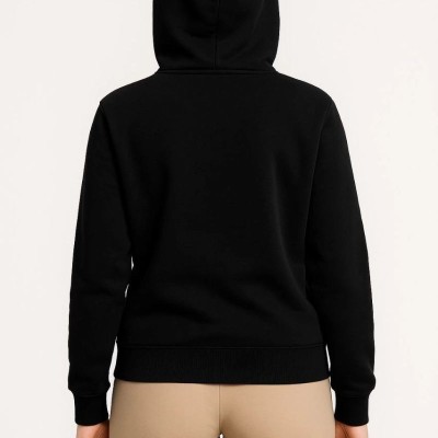 Kadın 3 İplik Kapüşonlu Tam Fermuarlı Kanguru Cepli Sweatshirt Hoodie - Siyah Kadın 3 İplik Kapüşonlu Tam Fermuarlı Kanguru Cepli Sweatshirt Hoodie - Siyah