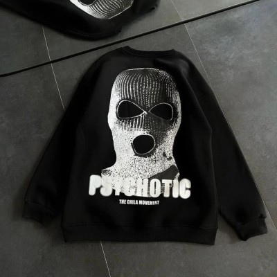 Kadın 3 iplik Kışlık Bisiklet Yaka Baskılı SweatShirt - Siyah Kadın 3 iplik Kışlık Bisiklet Yaka Baskılı SweatShirt - Siyah