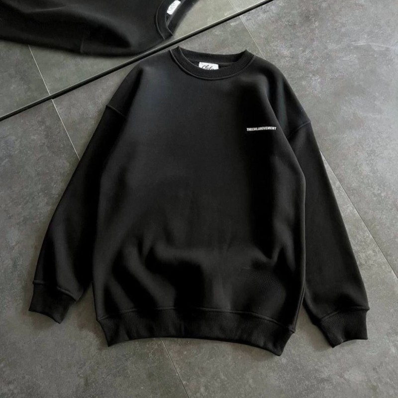 Kadın 3 iplik Kışlık pamuklu Bisiklet Yaka Oversize Baskılı SweatShirt - Siyah Kadın 3 iplik Kışlık pamuklu Bisiklet Yaka Oversize Baskılı SweatShirt - Siyah