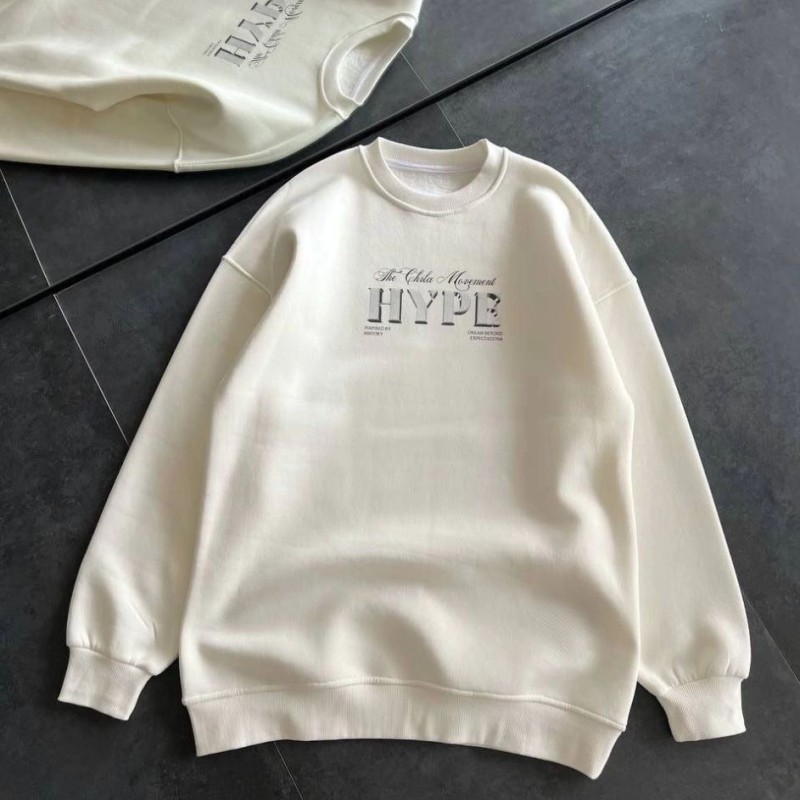 Kadın 3 İplik Pamuklu Bisiklet Yaka Baskılı SweatShirt - Beyaz Kadın 3 İplik Pamuklu Bisiklet Yaka Baskılı SweatShirt - Beyaz