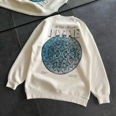 Kadın 3 İplik Pamuklu Bisiklet Yaka Baskılı SweatShirt - Beyaz Kadın 3 İplik Pamuklu Bisiklet Yaka Baskılı SweatShirt - Beyaz
