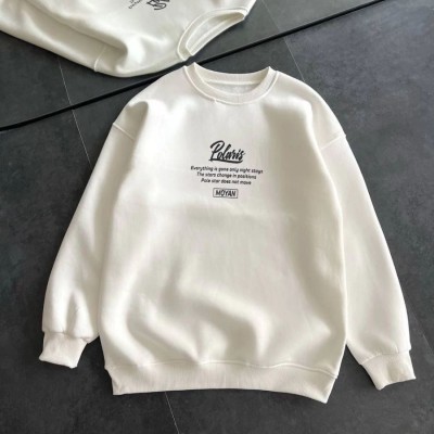 Kadın 3 iplik Pamuklu Bisiklet Yaka Baskılı SweatShirt - Beyaz Kadın 3 iplik Pamuklu Bisiklet Yaka Baskılı SweatShirt - Beyaz