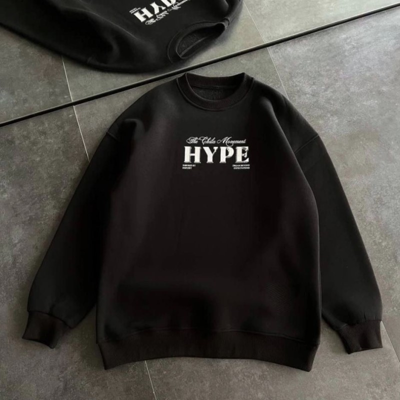 Kadın 3 İplik Pamuklu Bisiklet Yaka Baskılı SweatShirt - Siyah Kadın 3 İplik Pamuklu Bisiklet Yaka Baskılı SweatShirt - Siyah