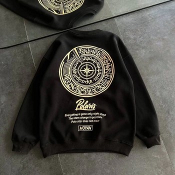 Kadın 3 iplik Pamuklu Bisiklet Yaka Baskılı SweatShirt - Siyah Kadın 3 iplik Pamuklu Bisiklet Yaka Baskılı SweatShirt - Siyah