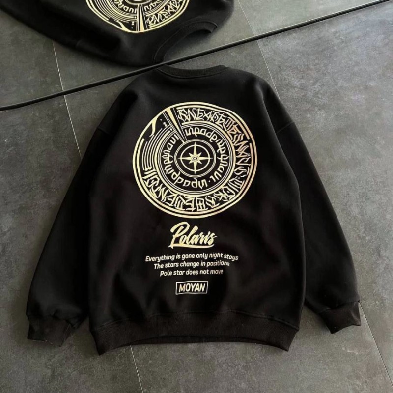 Kadın 3 iplik Pamuklu Bisiklet Yaka Baskılı SweatShirt - Siyah Kadın 3 iplik Pamuklu Bisiklet Yaka Baskılı SweatShirt - Siyah
