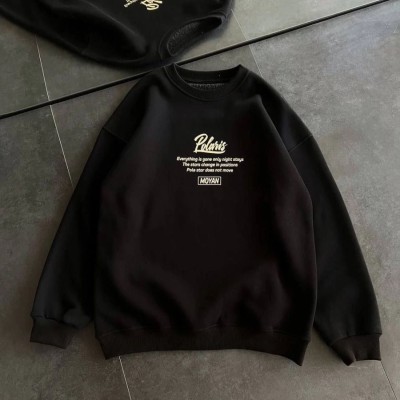 Kadın 3 iplik Pamuklu Bisiklet Yaka Baskılı SweatShirt - Siyah Kadın 3 iplik Pamuklu Bisiklet Yaka Baskılı SweatShirt - Siyah