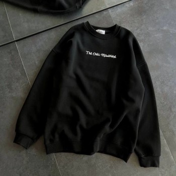 Kadın 3 İplik Pamuklu Bisiklet Yaka Baskılı SweatShirt - Siyah Kadın 3 İplik Pamuklu Bisiklet Yaka Baskılı SweatShirt - Siyah