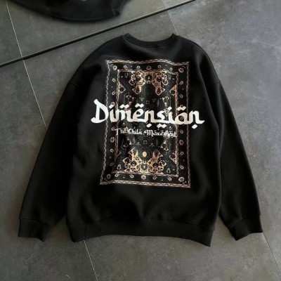 Kadın 3 İplik Pamuklu Bisiklet Yaka Baskılı SweatShirt - Siyah Kadın 3 İplik Pamuklu Bisiklet Yaka Baskılı SweatShirt - Siyah