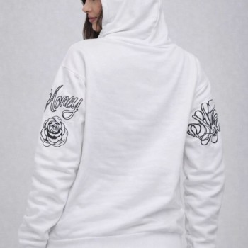 Kadın 3 İplik Pamuklu Kapüşonlu Baskılı SweatShirt hoodie - Beyaz Kadın 3 İplik Pamuklu Kapüşonlu Baskılı SweatShirt hoodie - Beyaz
