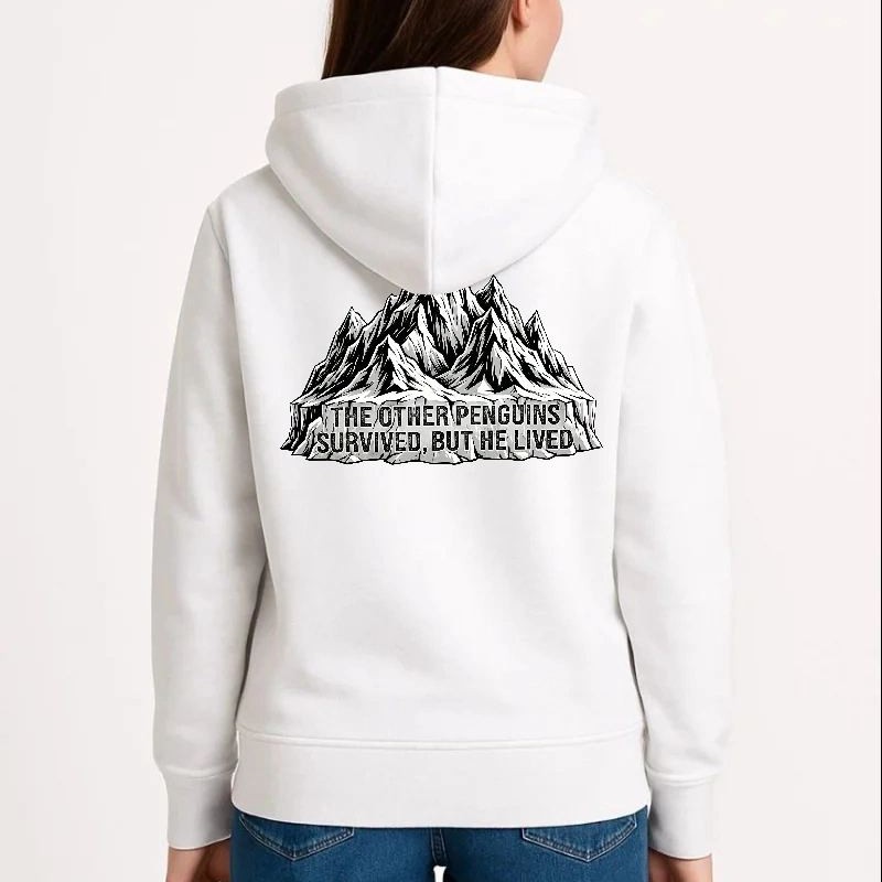 Kadın 3 İplik Pamuklu Kapüşonlu Hoodie Sweatshirt Nihilist Penguen Baskılı - Beyaz Kadın 3 İplik Pamuklu Kapüşonlu Hoodie Sweatshirt Nihilist Penguen Baskılı - Beyaz