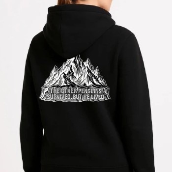 Kadın 3 İplik Pamuklu Kapüşonlu Hoodie Sweatshirt Nihilist Penguen Baskılı - Siyah Kadın 3 İplik Pamuklu Kapüşonlu Hoodie Sweatshirt Nihilist Penguen Baskılı - Siyah