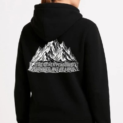 Kadın 3 İplik Pamuklu Kapüşonlu Hoodie Sweatshirt Nihilist Penguen Baskılı - Siyah Kadın 3 İplik Pamuklu Kapüşonlu Hoodie Sweatshirt Nihilist Penguen Baskılı - Siyah