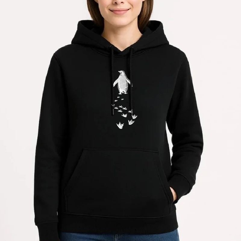 Kadın 3 İplik Pamuklu Kapüşonlu Hoodie Sweatshirt Nihilist Penguen Baskılı - Siyah Kadın 3 İplik Pamuklu Kapüşonlu Hoodie Sweatshirt Nihilist Penguen Baskılı - Siyah
