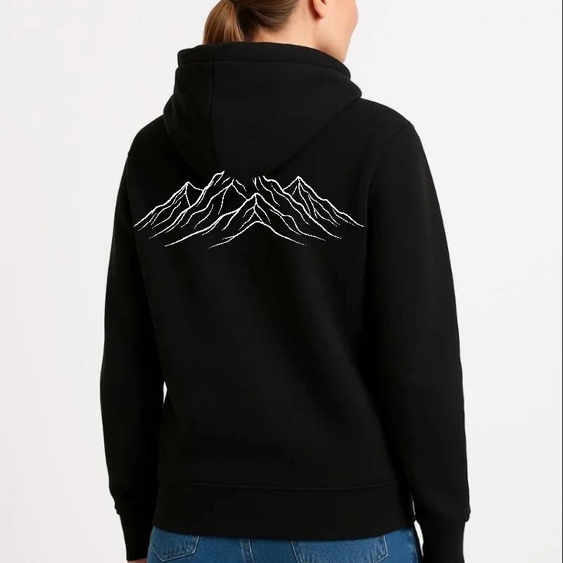 Kadın 3 İplik Pamuklu Kapüşonlu Hoodie Sweatshirt Nihilist Penguen Baskılı - Siyah