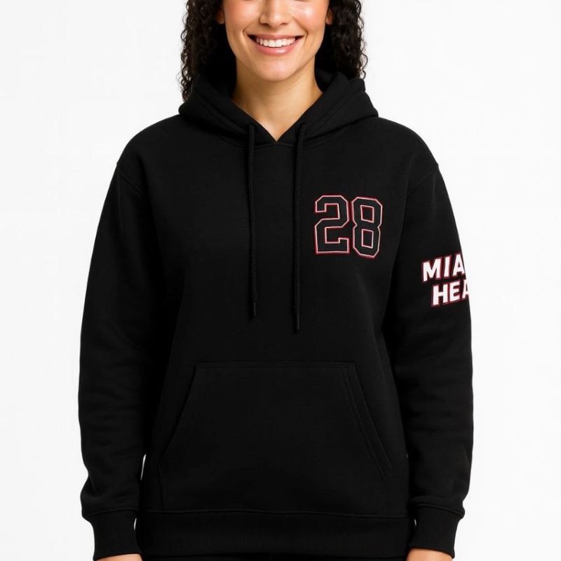 Kadın 3 İplik Pamuklu Kapüşonlu Kanguru Cepli Baskılı Hoodie Sweatshirt - Siyah Kadın 3 İplik Pamuklu Kapüşonlu Kanguru Cepli Baskılı Hoodie Sweatshirt - Siyah