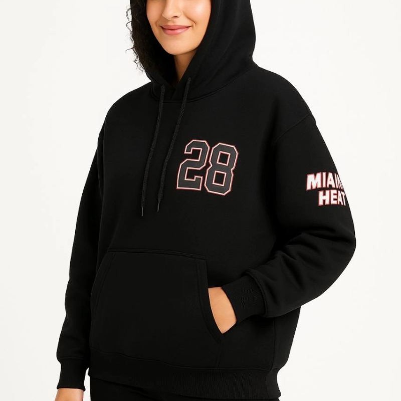 Kadın 3 İplik Pamuklu Kapüşonlu Kanguru Cepli Baskılı Hoodie Sweatshirt - Siyah Kadın 3 İplik Pamuklu Kapüşonlu Kanguru Cepli Baskılı Hoodie Sweatshirt - Siyah