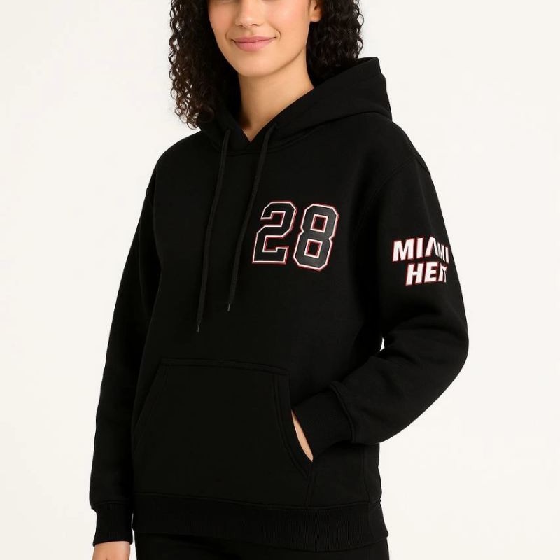 Kadın 3 İplik Pamuklu Kapüşonlu Kanguru Cepli Baskılı Hoodie Sweatshirt - Siyah Kadın 3 İplik Pamuklu Kapüşonlu Kanguru Cepli Baskılı Hoodie Sweatshirt - Siyah