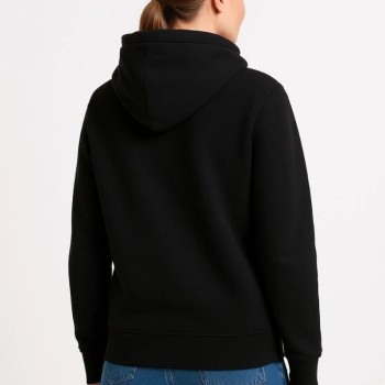 Kadın 3 İplik Pamuklu Kapüşonlu Kanguru Cepli Sweatshirt hoodie - Siyah Kadın 3 İplik Pamuklu Kapüşonlu Kanguru Cepli Sweatshirt hoodie - Siyah
