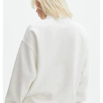 Kadın 3 İplik Pamuklu Oversize Yarım Fermuarlı Yakalı Basic Sweatshirt - Beyaz Kadın 3 İplik Pamuklu Oversize Yarım Fermuarlı Yakalı Basic Sweatshirt - Beyaz