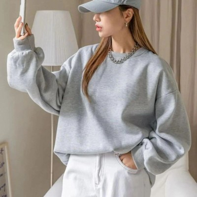 Kadın 3 İplik Pamuklu Oversize Yarım Fermuarlı Yakalı Basic Sweatshirt - Gri Kadın 3 İplik Pamuklu Oversize Yarım Fermuarlı Yakalı Basic Sweatshirt - Gri