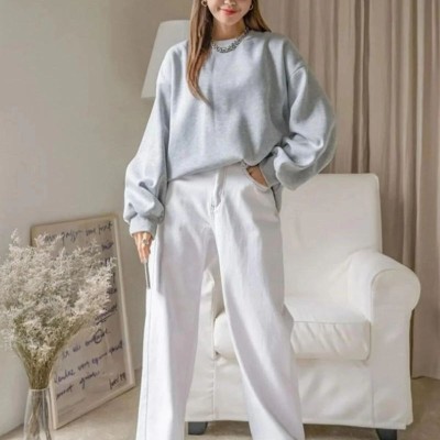 Kadın 3 İplik Pamuklu Oversize Yarım Fermuarlı Yakalı Basic Sweatshirt - Gri Kadın 3 İplik Pamuklu Oversize Yarım Fermuarlı Yakalı Basic Sweatshirt - Gri