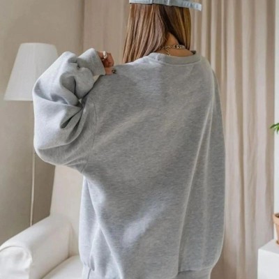 Kadın 3 İplik Pamuklu Oversize Yarım Fermuarlı Yakalı Basic Sweatshirt - Gri Kadın 3 İplik Pamuklu Oversize Yarım Fermuarlı Yakalı Basic Sweatshirt - Gri