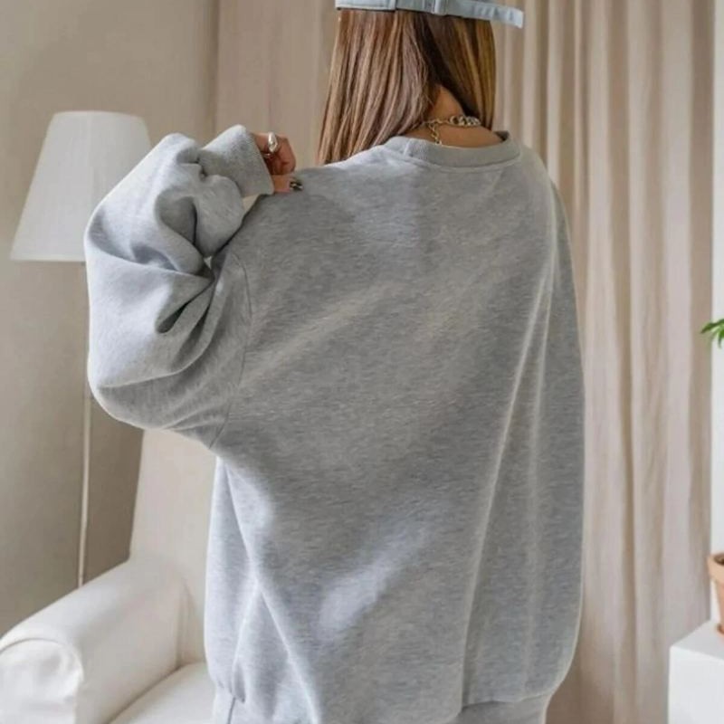 Kadın 3 İplik Pamuklu Oversize Yarım Fermuarlı Yakalı Basic Sweatshirt - Gri Kadın 3 İplik Pamuklu Oversize Yarım Fermuarlı Yakalı Basic Sweatshirt - Gri