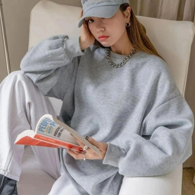 Kadın 3 İplik Pamuklu Oversize Yarım Fermuarlı Yakalı Basic Sweatshirt - Gri Kadın 3 İplik Pamuklu Oversize Yarım Fermuarlı Yakalı Basic Sweatshirt - Gri
