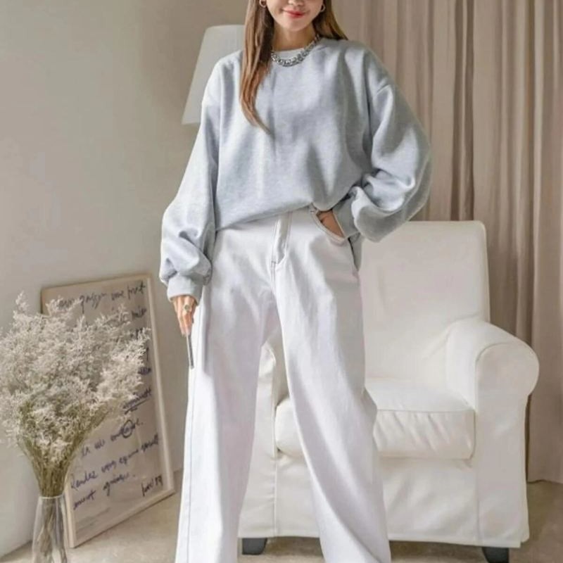 Kadın 3 İplik Pamuklu Oversize Yarım Fermuarlı Yakalı Basic Sweatshirt - Gri Kadın 3 İplik Pamuklu Oversize Yarım Fermuarlı Yakalı Basic Sweatshirt - Gri
