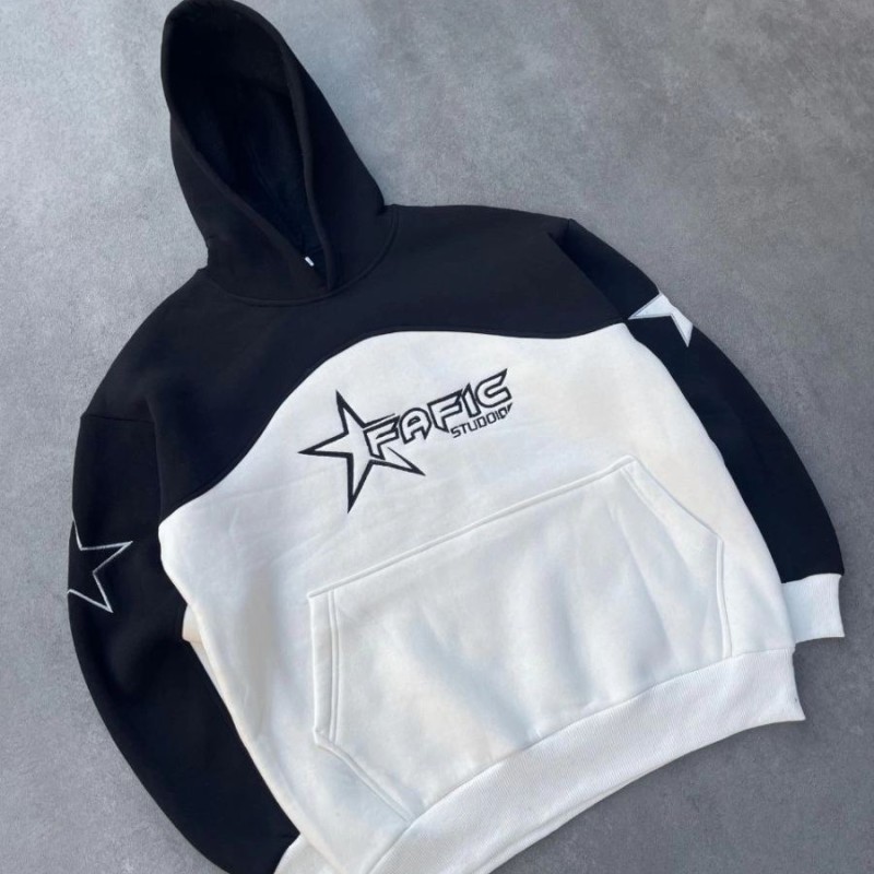 Kadın 3 İplik Pamuklu Parçalı Nakış İşlemelı Kapüşonlu SweatShirt Hoodie - Siyah Kadın 3 İplik Pamuklu Parçalı Nakış İşlemelı Kapüşonlu SweatShirt Hoodie - Siyah