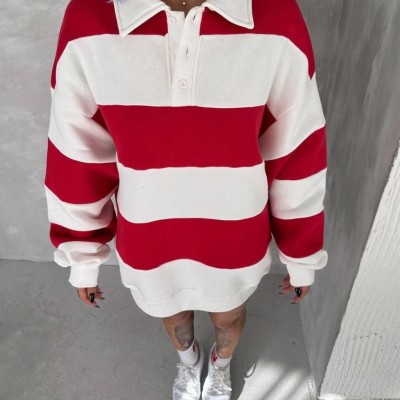 Kadın 3 İplik Pamuklu Parçalı Yakalı SweatShirt - Kırmızı Kadın 3 İplik Pamuklu Parçalı Yakalı SweatShirt - Kırmızı