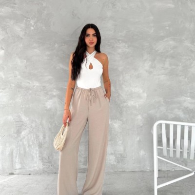 Kadın Ayrobin Oversize Kadın Pantalon - Bej Kadın Ayrobin Oversize Kadın Pantalon - Bej