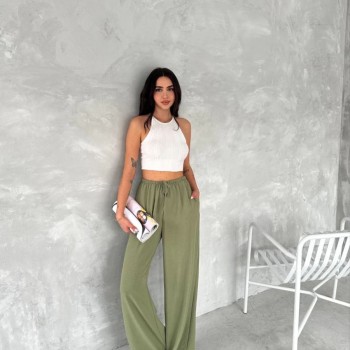 Kadın Ayrobin Oversize Kadın Pantolon - Mint Yeşili