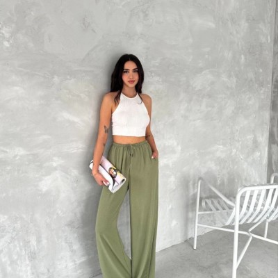 Kadın Ayrobin Oversize Kadın Pantolon - Mint Yeşili Kadın Ayrobin Oversize Kadın Pantolon - Mint Yeşili