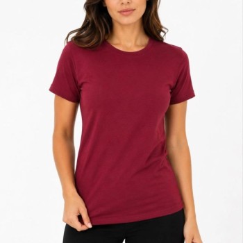Kadın Basic Tişört Bisiklet Yaka Kısa Kol Günlük Yazlık Slim fit T-Shirt - Bordo Kadın Basic Tişört Bisiklet Yaka Kısa Kol Günlük Yazlık Slim fit T-Shirt - Bordo
