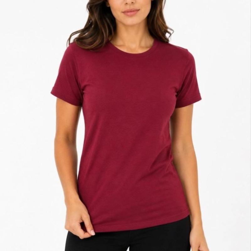 Kadın Basic Tişört Bisiklet Yaka Kısa Kol Günlük Yazlık Slim fit T-Shirt - Bordo Kadın Basic Tişört Bisiklet Yaka Kısa Kol Günlük Yazlık Slim fit T-Shirt - Bordo