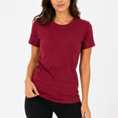 Kadın Basic Tişört Bisiklet Yaka Kısa Kol Günlük Yazlık Slim fit T-Shirt - Bordo Kadın Basic Tişört Bisiklet Yaka Kısa Kol Günlük Yazlık Slim fit T-Shirt - Bordo