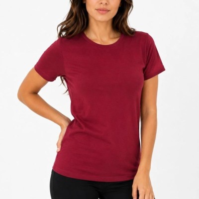 Kadın Basic Tişört Bisiklet Yaka Kısa Kol Günlük Yazlık Slim fit T-Shirt - Bordo Kadın Basic Tişört Bisiklet Yaka Kısa Kol Günlük Yazlık Slim fit T-Shirt - Bordo