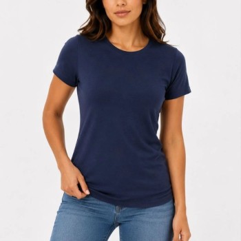 Kadın Basic Tişört Bisiklet Yaka Kısa Kol Günlük Yazlık Slim fit T-Shirt - Lacivert Kadın Basic Tişört Bisiklet Yaka Kısa Kol Günlük Yazlık Slim fit T-Shirt - Lacivert