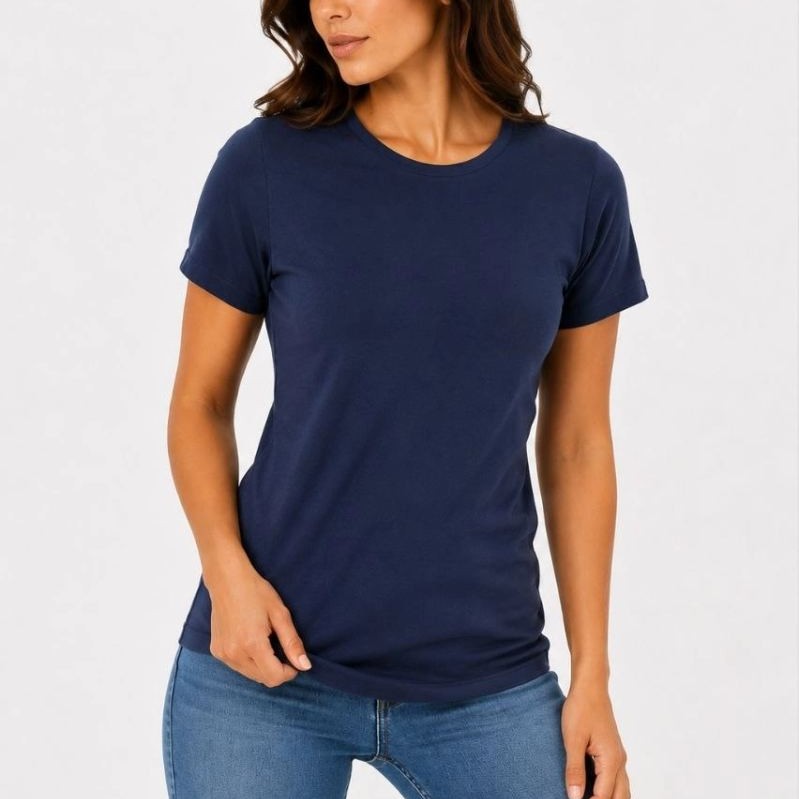Kadın Basic Tişört Bisiklet Yaka Kısa Kol Günlük Yazlık Slim fit T-Shirt - Lacivert Kadın Basic Tişört Bisiklet Yaka Kısa Kol Günlük Yazlık Slim fit T-Shirt - Lacivert