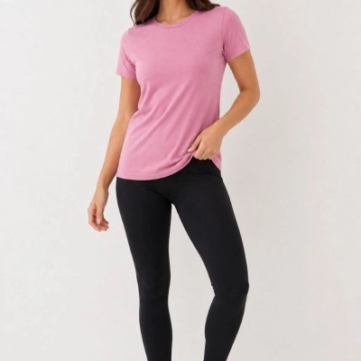 Kadın Basic Tişört Bisiklet Yaka Kısa Kol Günlük Yazlık Slim fit T-Shirt - Pembe Kadın Basic Tişört Bisiklet Yaka Kısa Kol Günlük Yazlık Slim fit T-Shirt - Pembe