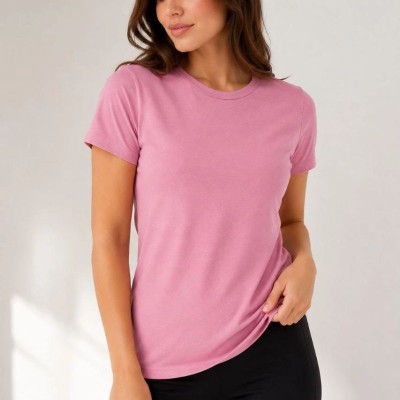 Kadın Basic Tişört Bisiklet Yaka Kısa Kol Günlük Yazlık Slim fit T-Shirt - Pembe Kadın Basic Tişört Bisiklet Yaka Kısa Kol Günlük Yazlık Slim fit T-Shirt - Pembe
