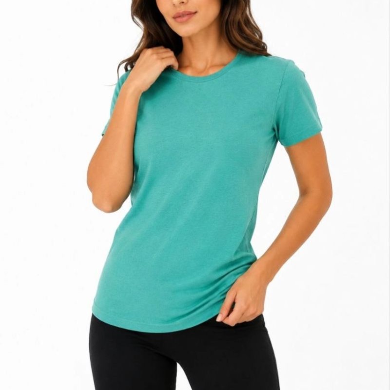 Kadın Basic Tişört Bisiklet Yaka Kısa Kol Günlük Yazlık Slim fit T-Shirt - Su Yeşili Kadın Basic Tişört Bisiklet Yaka Kısa Kol Günlük Yazlık Slim fit T-Shirt - Su Yeşili