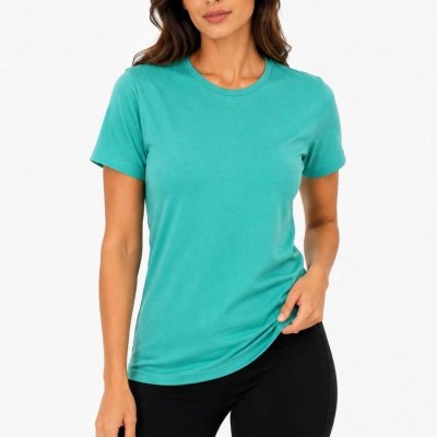 Kadın Basic Tişört Bisiklet Yaka Kısa Kol Günlük Yazlık Slim fit T-Shirt - Su Yeşili Kadın Basic Tişört Bisiklet Yaka Kısa Kol Günlük Yazlık Slim fit T-Shirt - Su Yeşili