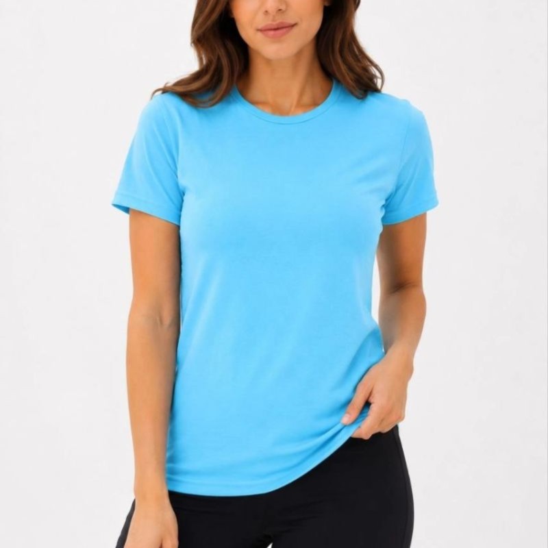 Kadın Basic Tişört Bisiklet Yaka Kısa Kol Günlük Yazlık Slim fit T-Shirt - Turkuaz Kadın Basic Tişört Bisiklet Yaka Kısa Kol Günlük Yazlık Slim fit T-Shirt - Turkuaz