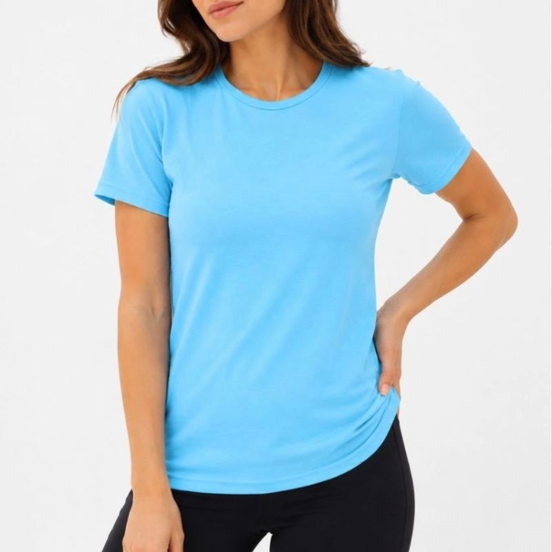 Kadın Basic Tişört Bisiklet Yaka Kısa Kol Günlük Yazlık Slim fit T-Shirt - Turkuaz Kadın Basic Tişört Bisiklet Yaka Kısa Kol Günlük Yazlık Slim fit T-Shirt - Turkuaz
