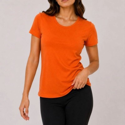 Kadın Basic Tişört Bisiklet Yaka Kısa Kol Günlük Yazlık Slim fit T-Shirt - Turuncu Kadın Basic Tişört Bisiklet Yaka Kısa Kol Günlük Yazlık Slim fit T-Shirt - Turuncu