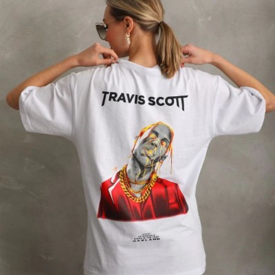 Kadın Baskılı T-Shirt Kısa Kol Bisiklet Yaka Oversize Rahat Kalıp Günlük Tişört - Beyaz Kadın Baskılı T-Shirt Kısa Kol Bisiklet Yaka Oversize Rahat Kalıp Günlük Tişört - Beyaz