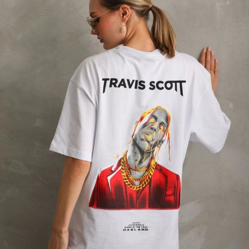 Kadın Baskılı T-Shirt Kısa Kol Bisiklet Yaka Oversize Rahat Kalıp Günlük Tişört - Beyaz Kadın Baskılı T-Shirt Kısa Kol Bisiklet Yaka Oversize Rahat Kalıp Günlük Tişört - Beyaz